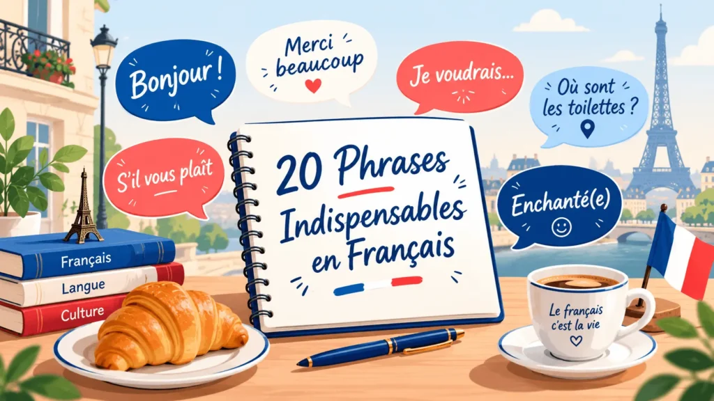Liste des 20 phrases indispensables français pour saluer, se présenter et voyager avec exemples concrets