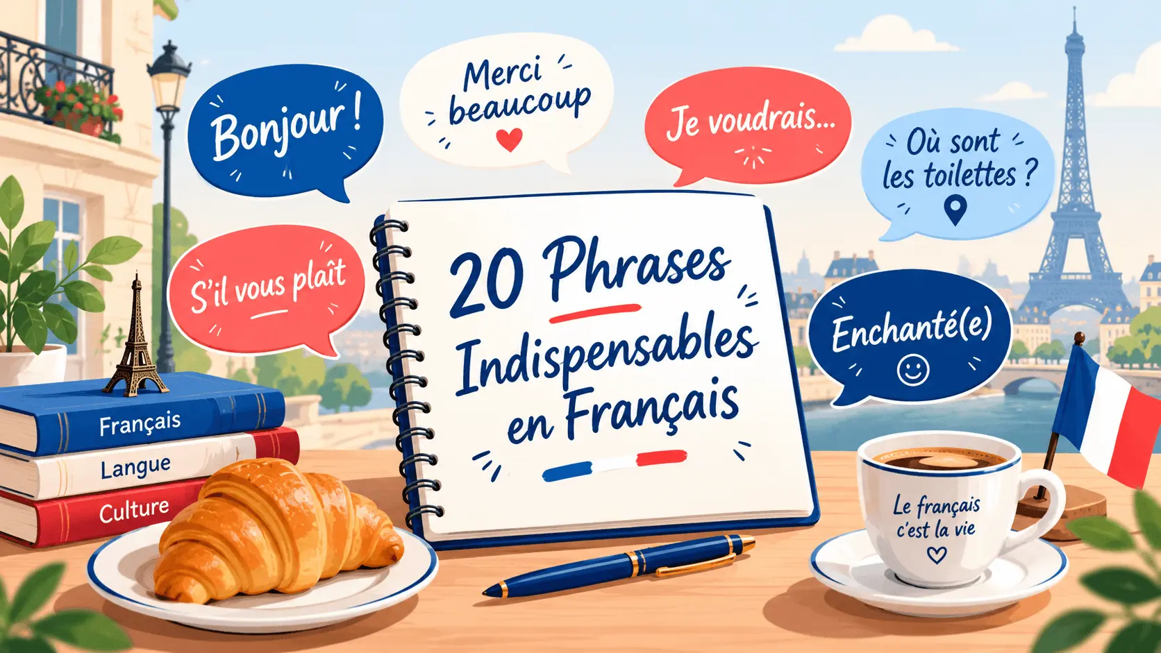 Liste des 20 phrases indispensables français pour saluer, se présenter et voyager avec exemples concrets